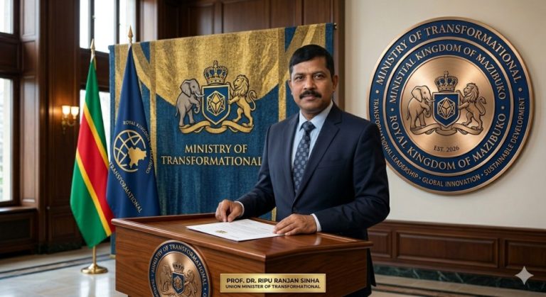 Prof. Dr. Ripu Ranjan Sinha Assumes Charge as Union Minister of Transformational for the Royal Kingdom of Mazibuko