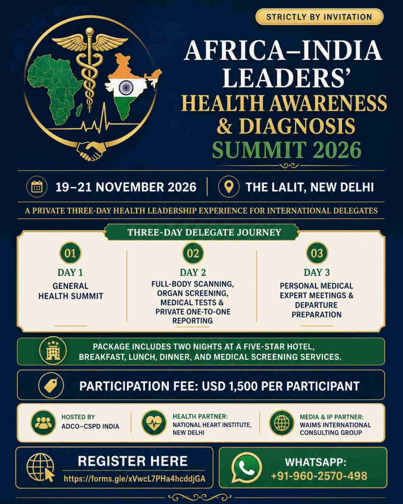 Africa–India Leaders’ Health Awareness & Diagnosis Summit 2026 to Convene International Delegates in New Delhi